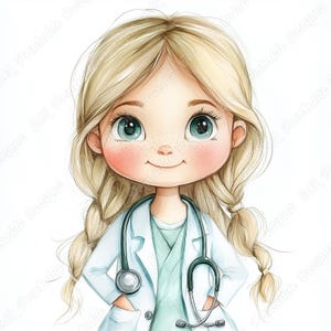 20 Cute Doctor Girl Clip Art, Doctor Kids Printable Images, Hospital Doctor Digital Download, Female Doctor Scrapbooking Paper Craft JPG Set