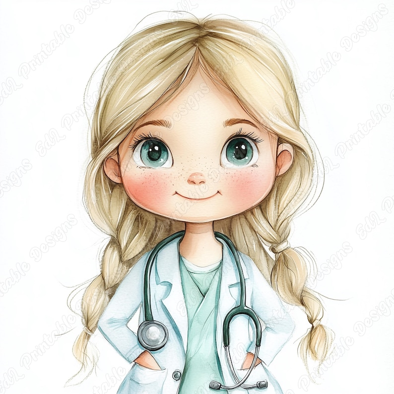 20 Cute Doctor Girl Clip Art, Doctor Kids Printable Images, Hospital Doctor Digital Download, Female Doctor Scrapbooking Paper Craft JPG Set