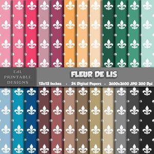 Papier numérique fleur de lys, motif lys français (téléchargement numérique)