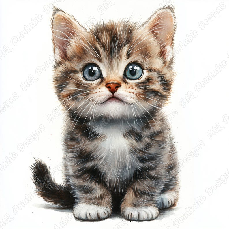 20 Cute Kitten Clip Art, Adorable Animal Printable Images, Watercolor Baby Cat Digital Download, Little Kitten Scrapbooking Paper Crafts JPG