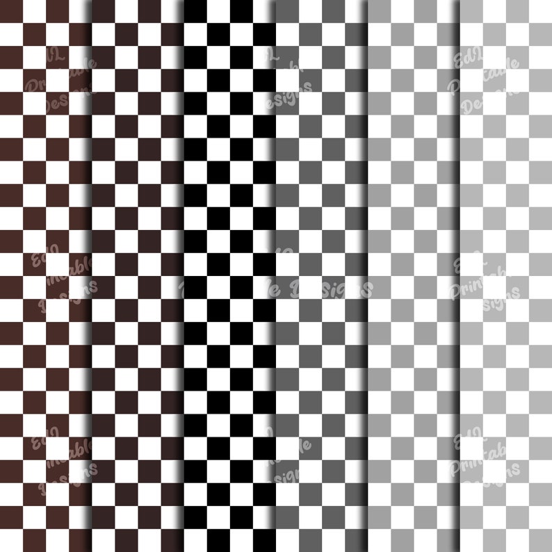 Checkered Digital Paper, Checkerboard Printable Background, Checker