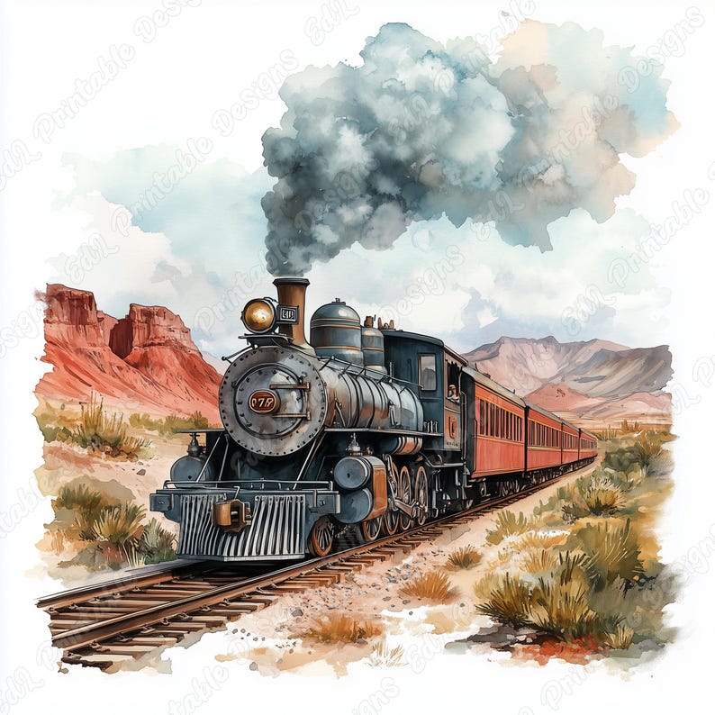 20 Vintage Steam Train Clip Art, Old Train Printable Images, Nostalgic Train Digital Download, Antique Railway Scrapbooking Paper Crafts JPG