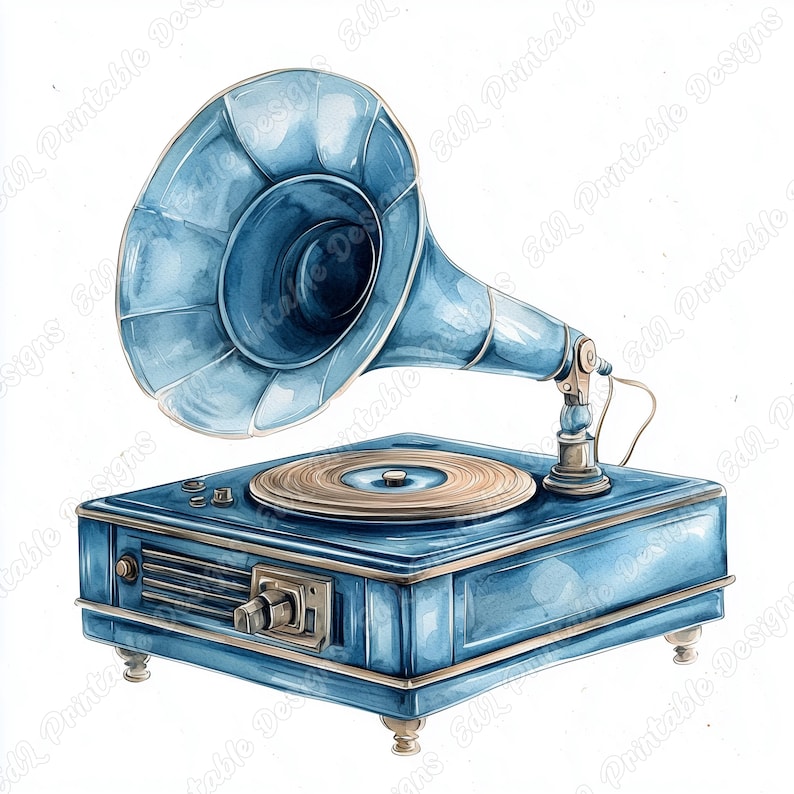 Vintage Gramophone Clipart, Retro Phonograph Images, Old Record Player ...