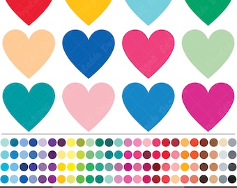 100 Rainbow Heart Clip Art, Colorful Love Graphics (PNG Digital Download)
