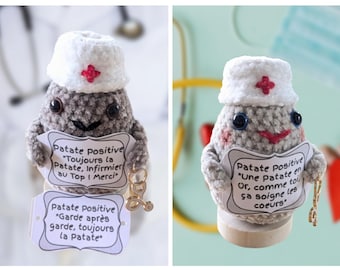 Positive Potato Nurse, handmade crochet nurse