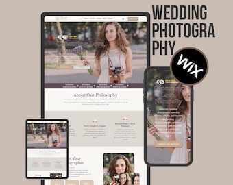 Plantilla de sitio web de fotografía de bodas de Wix: portafolio de fotógrafos elegante