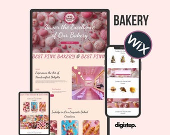 Wix-websitesjabloon elegante roze bakkerij: professioneel ontwerp