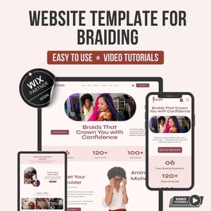 Flechten Website Template | Wix Braiding Website Vorlage | Website für Haarflechten | Flechtgeschäft | Cornrows und Haarverlängerungs-Webseite