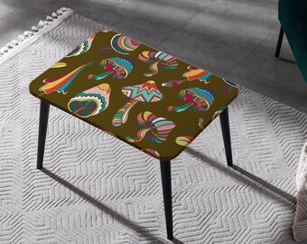 Hypnotic Canvas Coffee Table - Psychedelic Swirl Print, Modern Trippy Home Decor, Vibrant Abstract Art Table