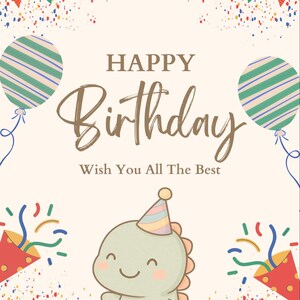 Cartão de Feliz Aniversário com Tema de Dinossauro