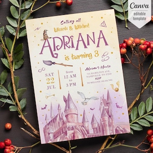 Harry Magical evite template, Wizard Birthday Invitation, printable Wizard Party Invite, Witches Invitation, Magical Birthday boy girl