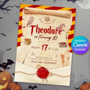 Harry Magical evite template, Wizard Birthday Invitation, printable Wizard Party Invite, Witches Invitation, Magical Birthday boy girl
