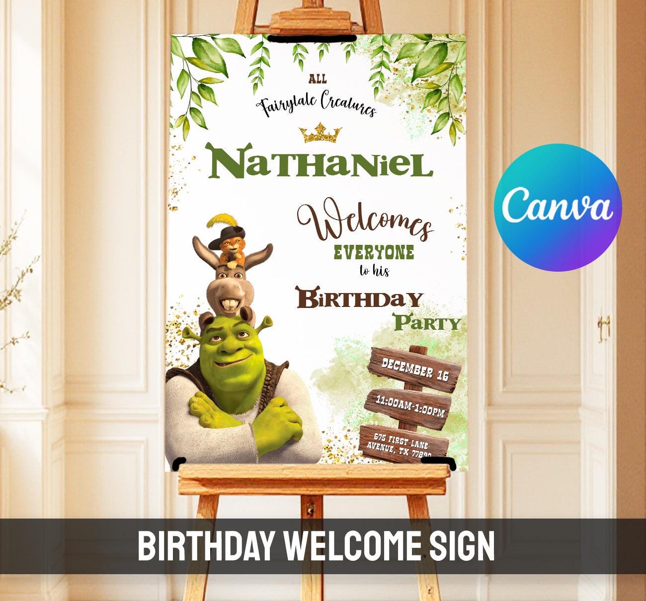 Shrek Prom Sign Shrek Welcome In, Shrek Welcome Sign, Printable Editable Party ...