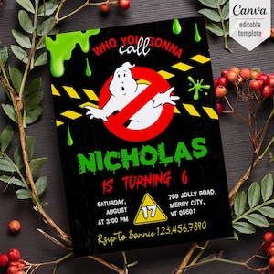 Ghostbusters birthday invitation, Printable editable invite, frozen empire party, ectomobile, boy birthday, digital template