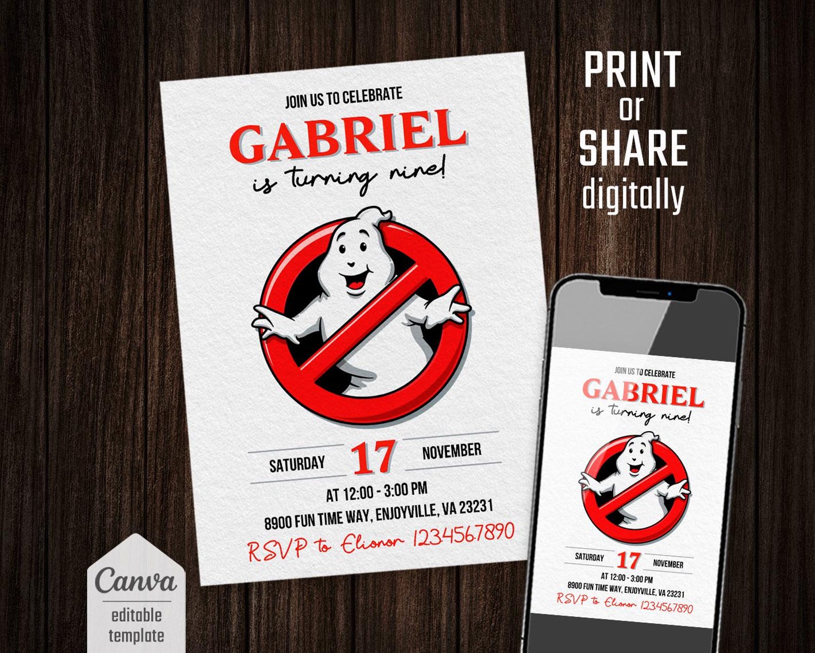 Ghostbusters Birthday Invitation, Printable Editable Invite, Frozen ...
