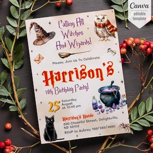 Harry Magical evite template, Wizard Birthday Invitation, printable Wizard Party Invite, Witches Invitation, Magical Birthday boy girl