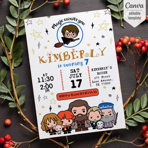 Harry Magical evite template, Wizard Birthday Invitation, printable Wizard Party Invite, Witches Invitation, Magical Birthday boy girl