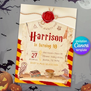 Harry Magical evite template, Wizard Birthday Invitation, printable Wizard Party Invite, Witches Invitation, Magical Birthday boy girl