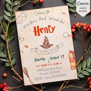Harry Magical evite template, Wizard Birthday Invitation, printable Wizard Party Invite, Witches Invitation, Magical Birthday boy girl