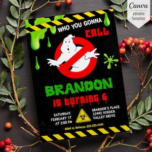 Ghostbusters birthday invitation, Printable editable invite, frozen empire party, ectomobile, boy birthday, digital template