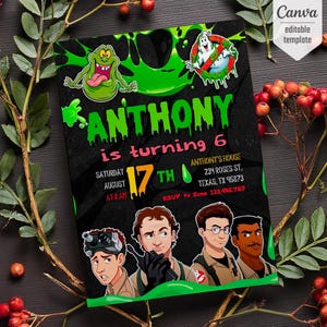 Ghostbusters birthday invitation, Printable editable invite, frozen empire party, ectomobile, boy birthday, digital template