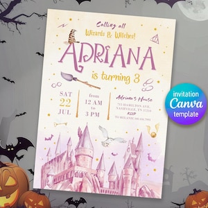 Harry Magical evite template, Wizard Birthday Invitation, printable Wizard Party Invite, Witches Invitation, Magical Birthday boy girl