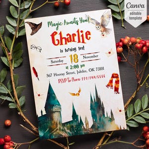 Harry Magical evite template, Wizard Birthday Invitation, printable Wizard Party Invite, Witches Invitation, Magical Birthday boy girl