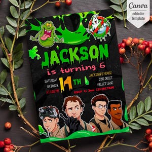 Ghostbusters birthday invitation, Printable editable invite, frozen empire party, ectomobile, boy birthday, digital template