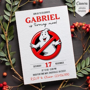 Ghostbusters birthday invitation, Printable editable invite, frozen empire party, ectomobile, boy birthday, digital template