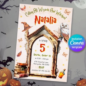 Harry Magical evite template, Wizard Birthday Invitation, printable Wizard Party Invite, Witches Invitation, Magical Birthday boy girl