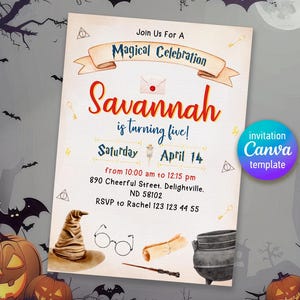 Harry Magical evite template, Wizard Birthday Invitation, printable Wizard Party Invite, Witches Invitation, Magical Birthday boy girl