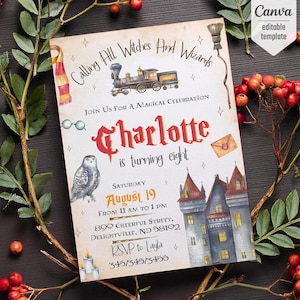 Harry Magical evite template, Wizard Birthday Invitation, printable Wizard Party Invite, Witches Invitation, Magical Birthday boy girl