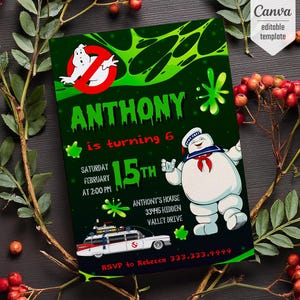 Ghostbusters birthday invitation, Printable editable invite, frozen empire party, ectomobile, boy birthday, digital template