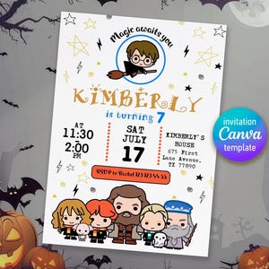 Harry Magical evite template, Wizard Birthday Invitation, printable Wizard Party Invite, Witches Invitation, Magical Birthday boy girl