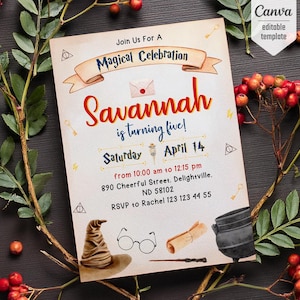 Harry Magical evite template, Wizard Birthday Invitation, printable Wizard Party Invite, Witches Invitation, Magical Birthday boy girl