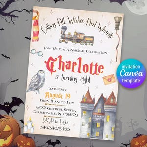 Harry Magical evite template, Wizard Birthday Invitation, printable Wizard Party Invite, Witches Invitation, Magical Birthday boy girl