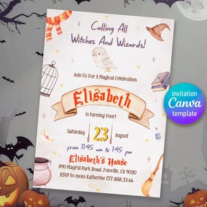 Harry Magical evite template, Wizard Birthday Invitation, printable Wizard Party Invite, Witches Invitation, Magical Birthday boy girl