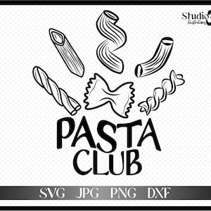 Pasta Club SVG, Cut File for Cricut or Silhouette for HTV or permanent vinyl - Clip art - svg, png, jpg, dxf