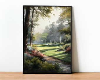 Arte mural del campo de golf Augusta National, descarga digital, arte digital, impresión, póster, regalo de golf, arte de golf, golf para papás, decoración de golf