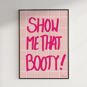 Lustiges Badezimmer Wandkunst, pinkes Poster Trend, digitaler Download, großes Wandbild zum ausdrucken, retro Wandkunst Poster, Schlafzimmer Druck
