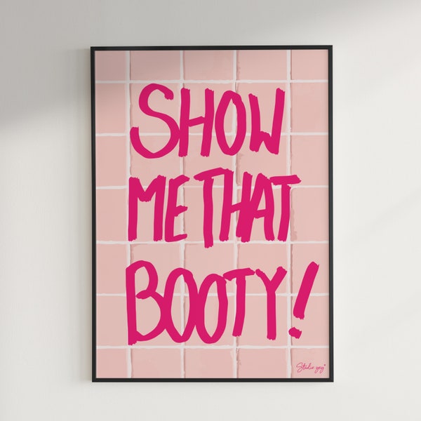 Funny bathroom wallart, pink Poster trend, digital download, big printable wallart, retro Wandkunst Poster, bedroom print