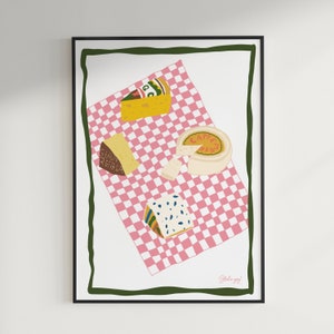 Cheese-Food lover Poster,Poster Mit Essen,Retro Essen Poster, Küche Wandkunst, handgemalte Illustration, digitaler Download