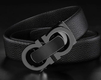 Ceinture pour homme de luxe, Ceinture en cuir à retrait automatique, Ceinture décontractée à boucle G, Ceinture tendance à G, Ceinture G, Ceinture argentée à boucle G, Cadeau pour homme