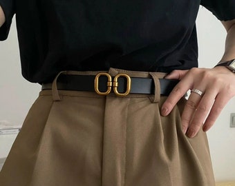 Designer women belt, Letter Belt, Luxury Belt, Trendy Belts, Fashion Belt, Women buckle belt, Dress Belt, Casual Belt, Gold Brass Buckle