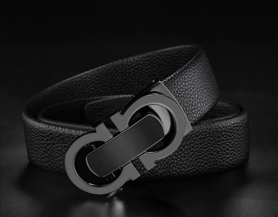 Luxury Men Belt Auto Checkoff Leather Belt Casual G Buckle 