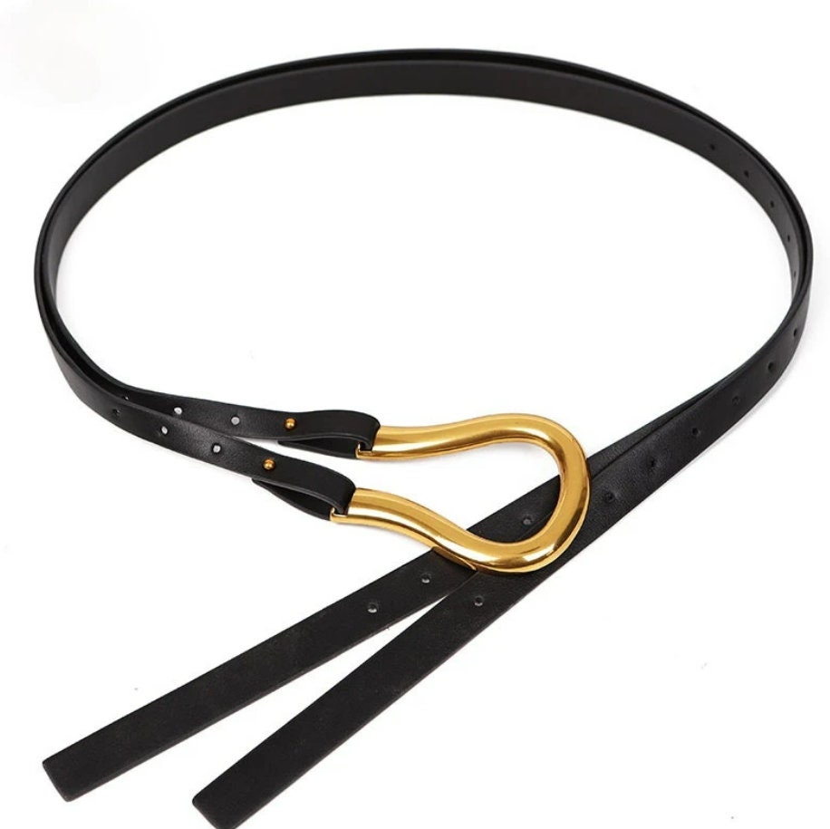 Letter Belt, Trendy Belt, Luxury Belt, Leather Belt for Woman, Black