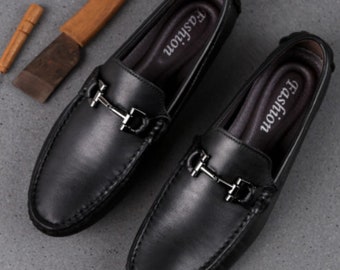 Designer Men Casual Shoes, Genuine Leather Slip on, Luxury Loafers, H shoes