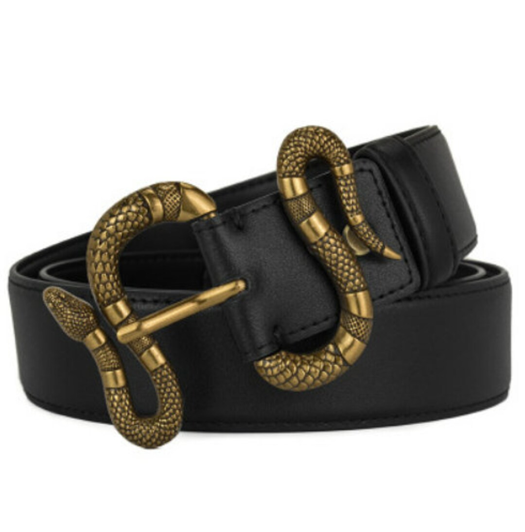 Snake Leather Belt, Leather Belt for Woman, Snake Belt, Letter Belt