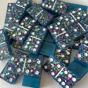 Unique Ocean Themed Glitter Dominoes Set – Double 6