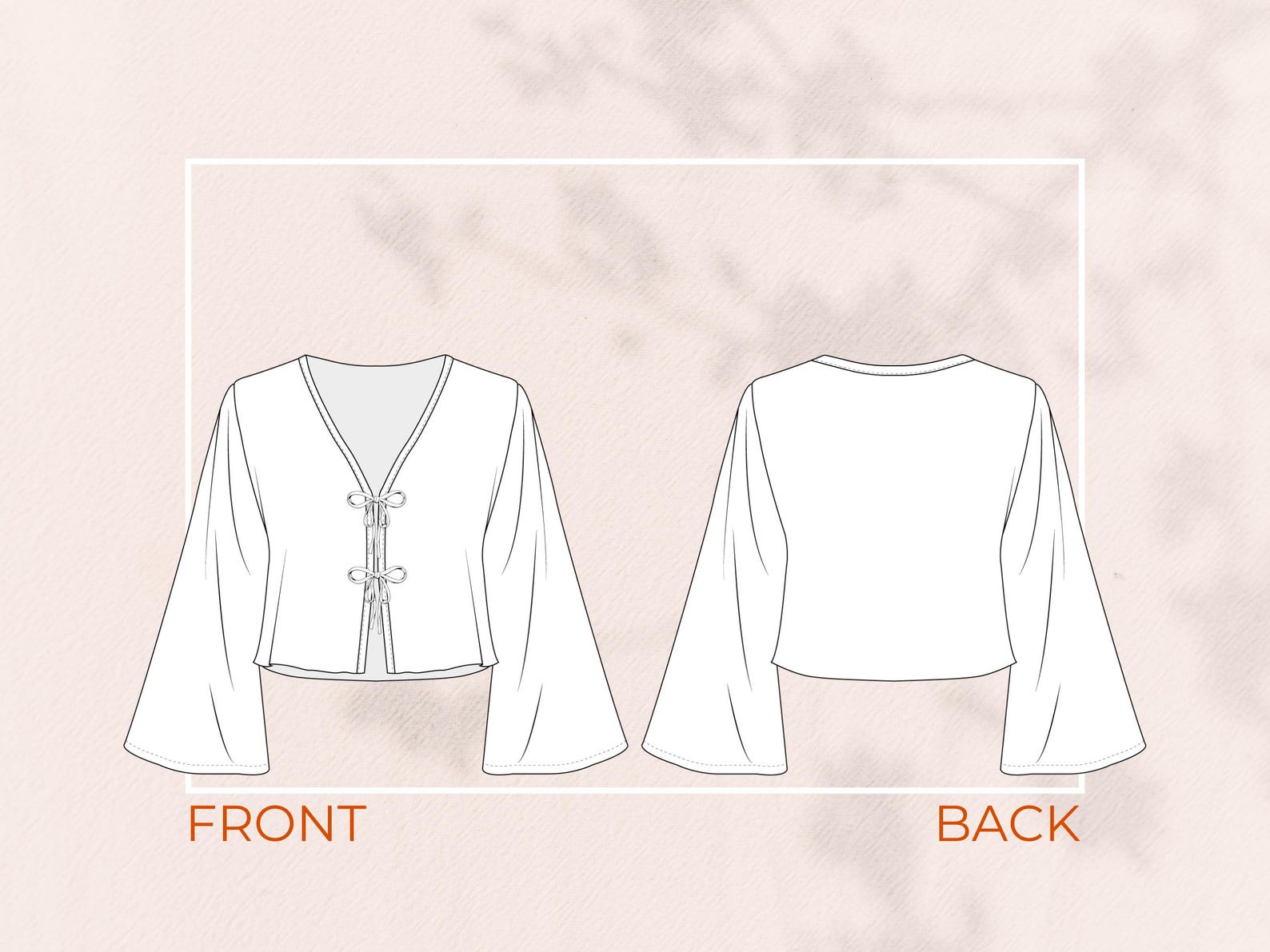 Flare Sleeve Top Sewing Pattern PDF, Easy Front Tie Blouse Pattern ...